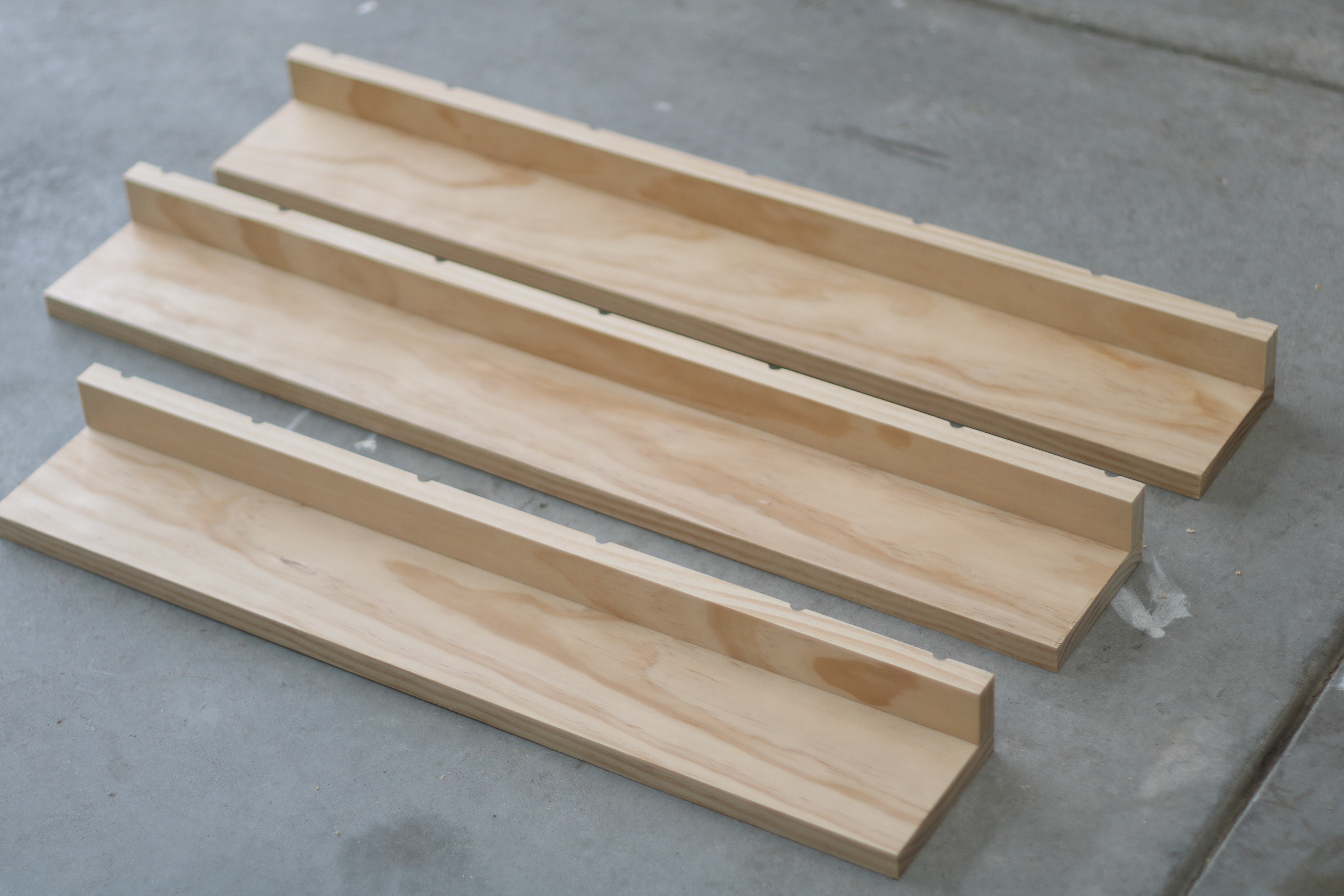 Wood shelves