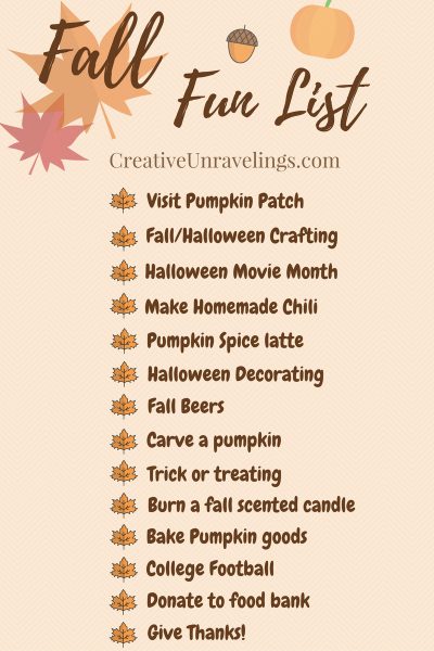 FREE PRINTABLE: Fall Fun List | Creative Unravelings