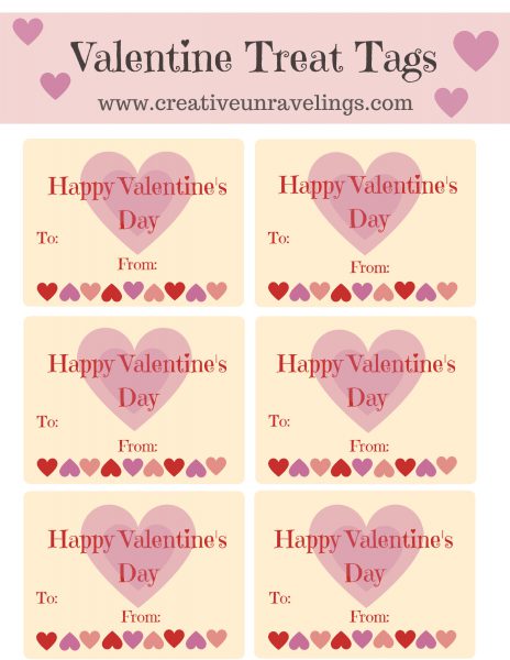 FREE PRINTABLE Valentine's Treat Tags | Creative Unravelings